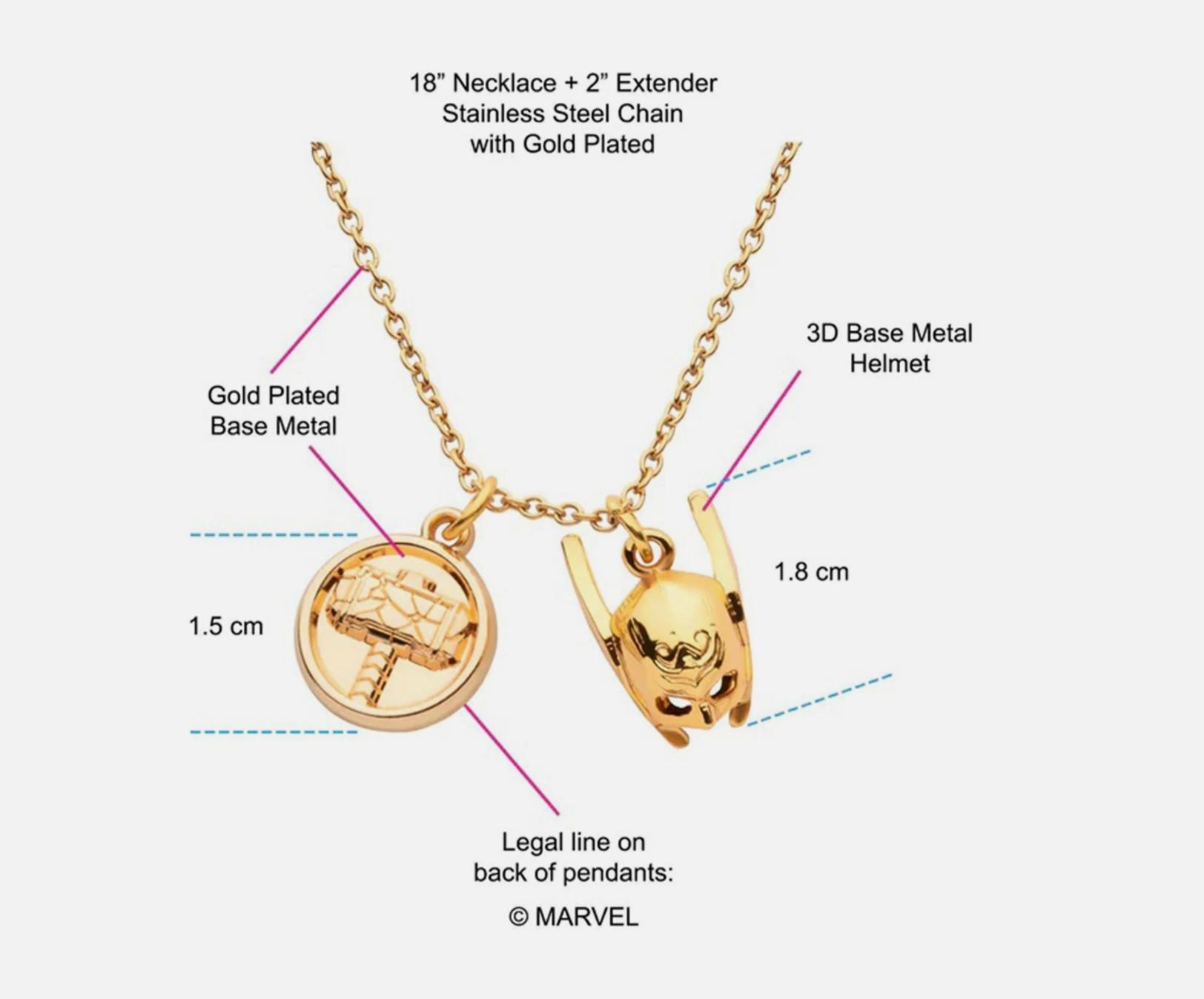 Thor Double Pendant Necklace